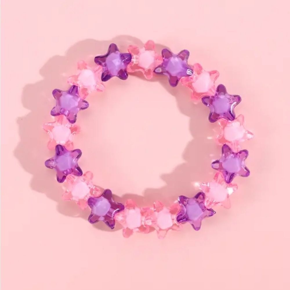 Pink And Purple Star Beaded Colorful Bracelet - Picture 1 of 7